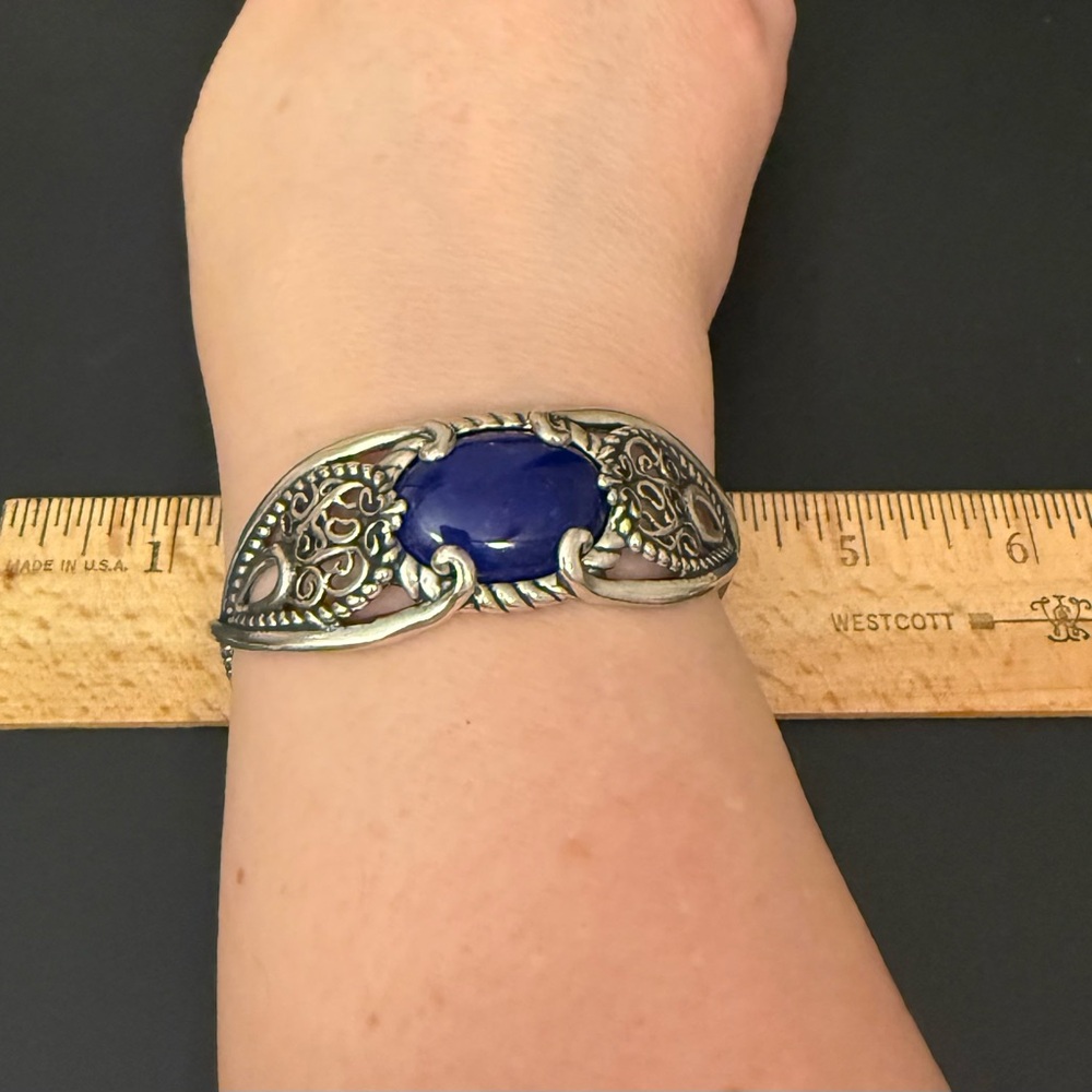 Carolyn Pollack Blue Lapis Lazuli and Sterling Silver Women's Cuff Bracelet - Picture 7 of 8